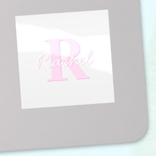 Sticker Monogramme personnalisable   Ombre rose et gris