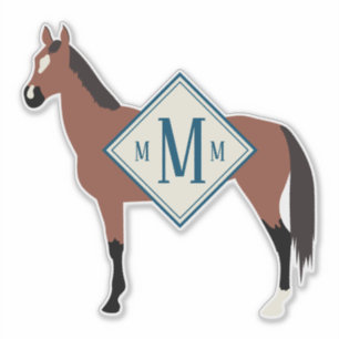 Sticker Monogramme personnalisé Baie Akhal Teke Horse Silh