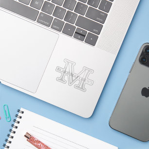 Sticker Monogramme personnalisé Gray simple et élégant