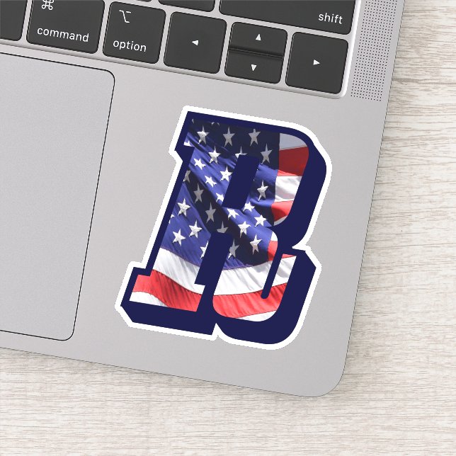 Sticker Monogramme R American Flag LETTRE R INITIALE USA (Détail)
