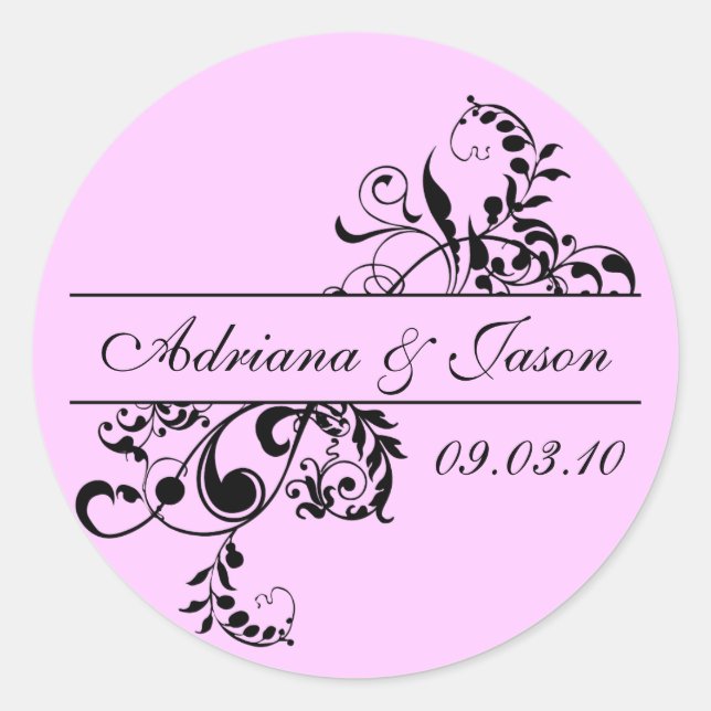 Sticker Monogramme rose et noir (Devant)
