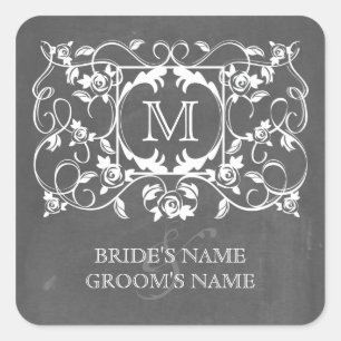 Sticker Monogramme Rose Inspiré Chalkboard
