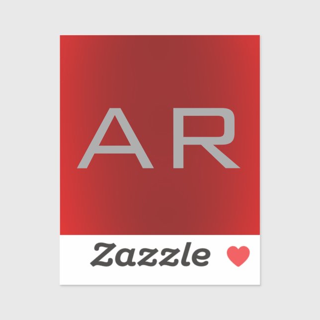 Sticker Monogramme tendance gris élégant (Feuille)