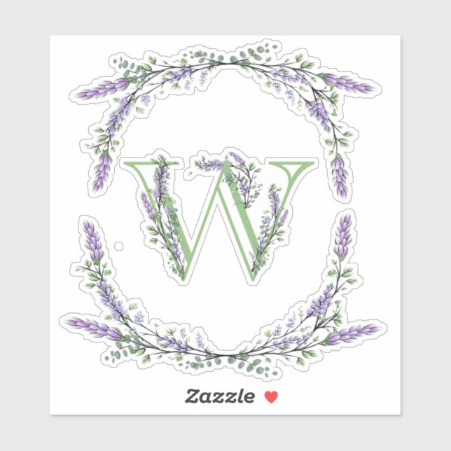Sticker Monogramme W Lavender Eucalyptus (Feuille)