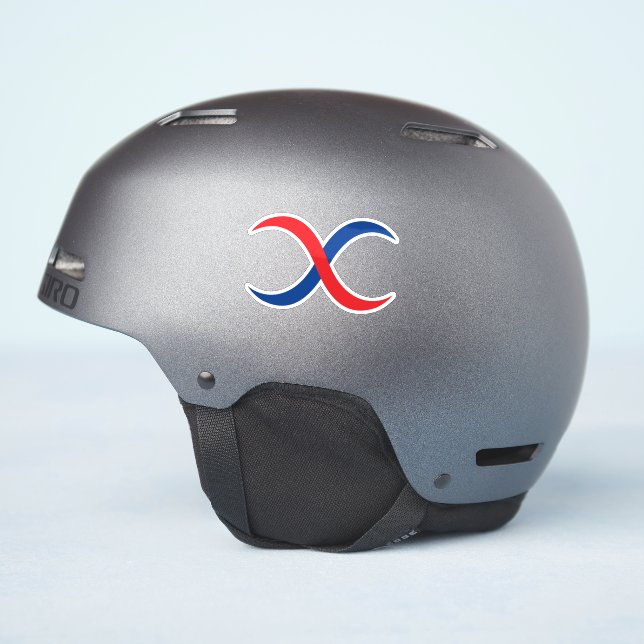Sticker Monogramme X Lettre Rouge et Bleu Moderne et Class (Côté casque)