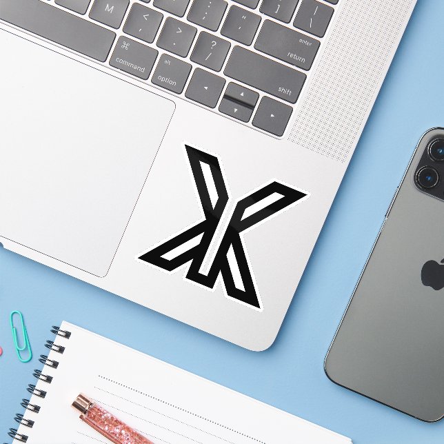 Sticker Monogramme XY de lettre minimal moderne (Ordinateur portable avec iPhone)