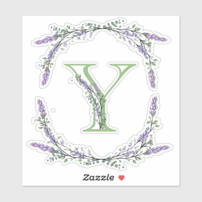 Sticker Monogramme Y Lavender Eucalyptus (Feuille)