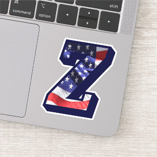 Sticker Monogramme Z Drapeau américain Z Initial USA