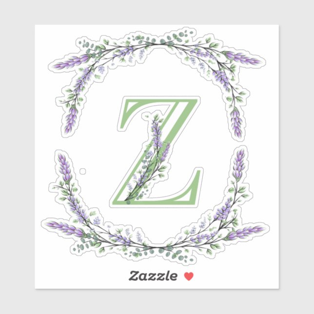 Sticker Monogramme Z Lavande Eucalyptus (Feuille)