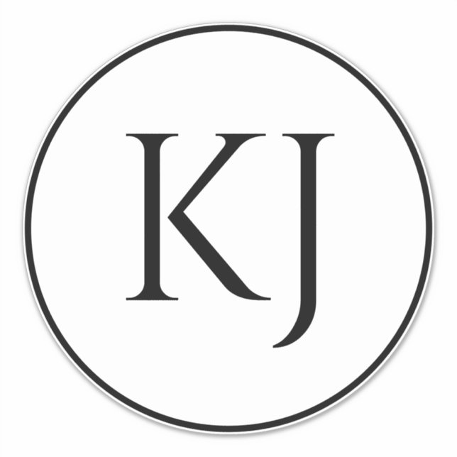 Sticker Monogrammes Couple Nom Noir Blanc Lettres initiale (Devant)