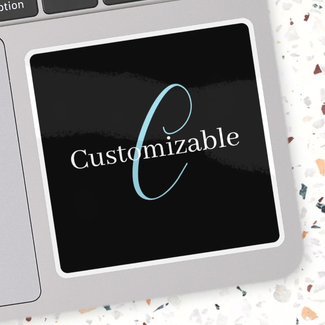 Sticker Monographie de script cursive modifiable noir bleu (Créateur téléchargé)