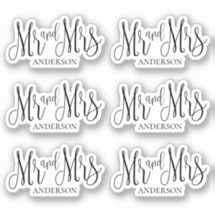 Sticker Monsieur et Madame noir et blanc. Écriture de mari