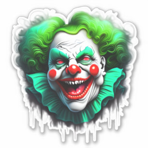 Sticker Monster Clown Green Graphic Cheveux dé-coupé
