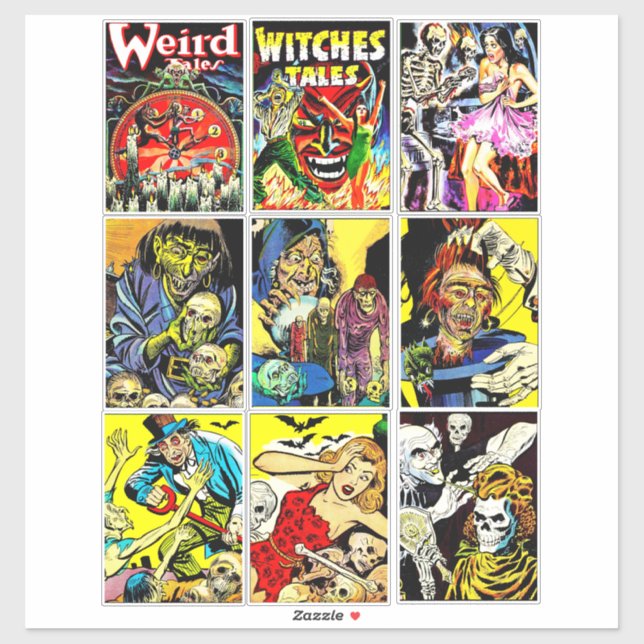 Sticker monster créatures horreur BD art (Feuille)