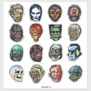 Sticker Monster Masques Die-Cut - Halloween rétro