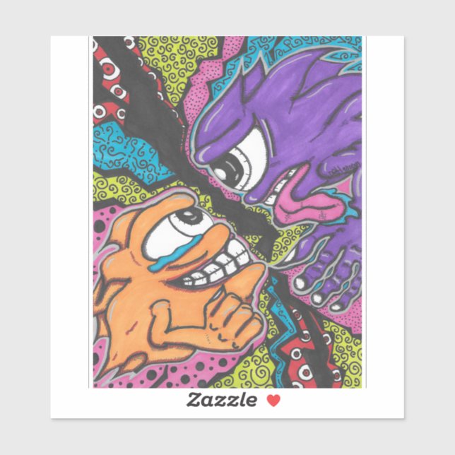 Sticker Monsters combat le vinyle (Feuille)