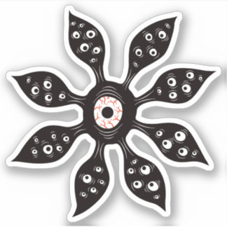 Sticker Monstre à oeil déplaisant aux fleurs de cuisine