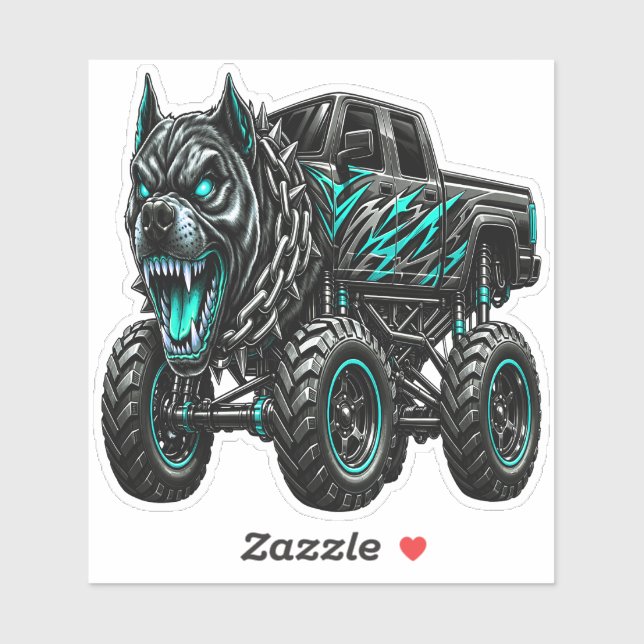 Sticker Monstre Camion Pitbull Féroce (Feuille)