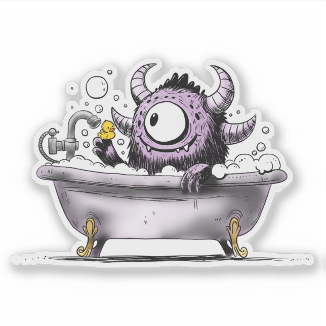 Sticker Monstre dans le bain bulle (Devant)