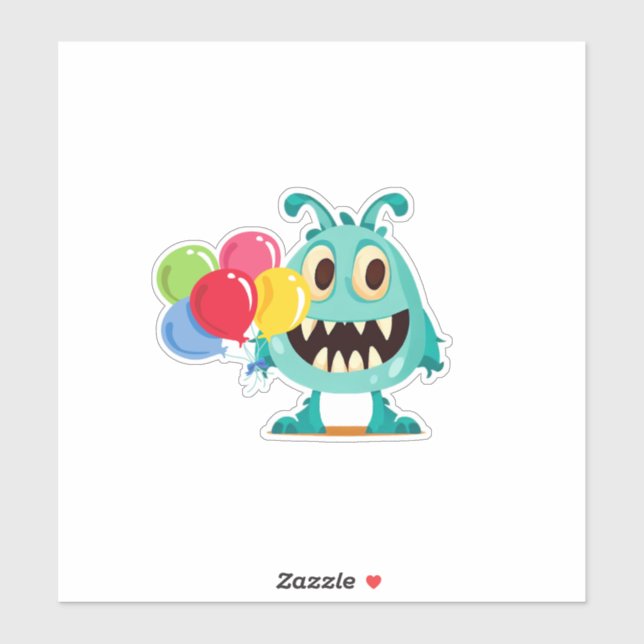Sticker Monstre de dessin animé/ballon alien (Feuille)
