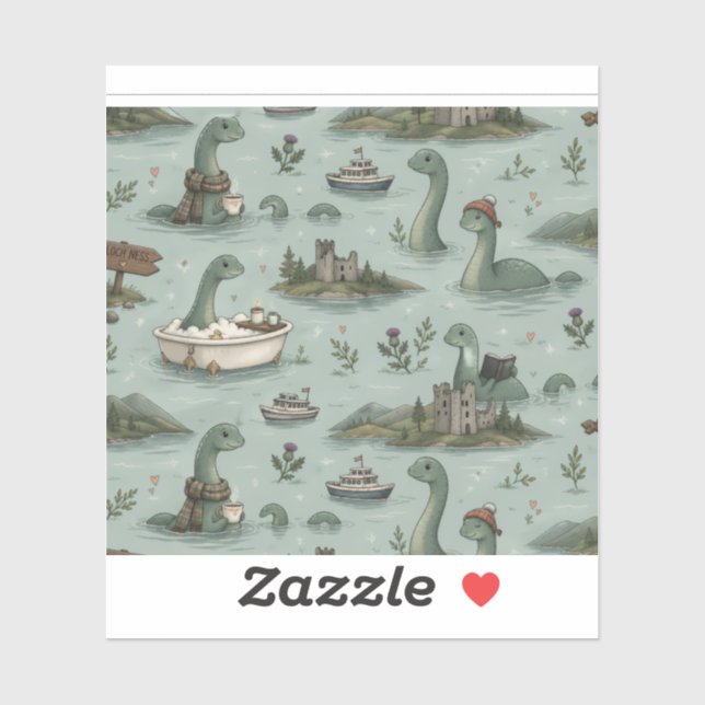 Sticker Monstre du Loch Ness  (Feuille)