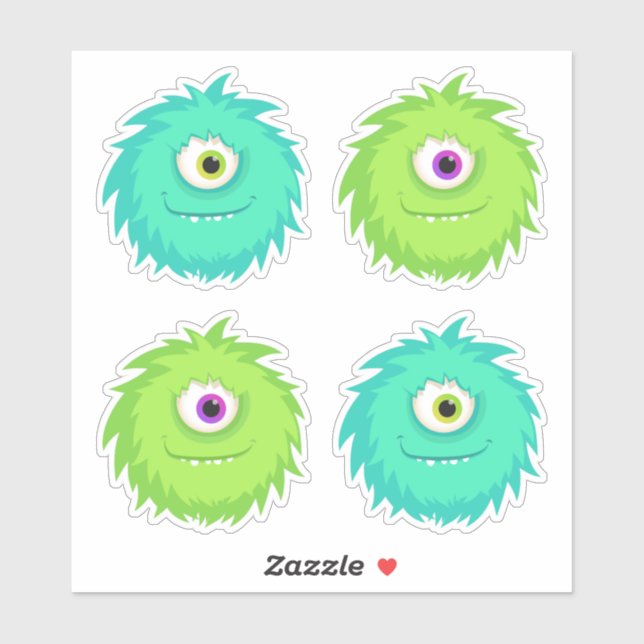 Sticker Monstre Furball Cute (Feuille)