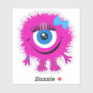 Sticker Monstre rose flou mignon rose 4 x 4