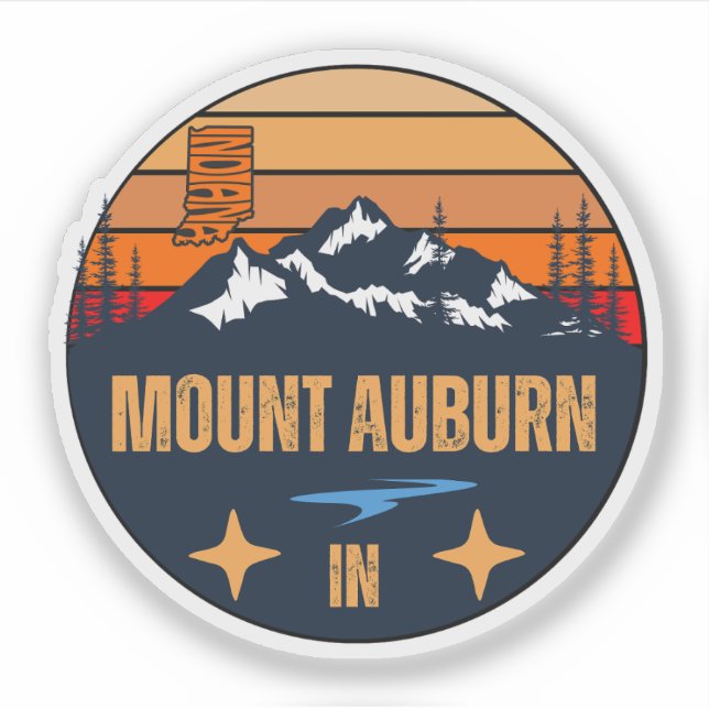 Sticker Mont Auburn, Indiana (Devant)