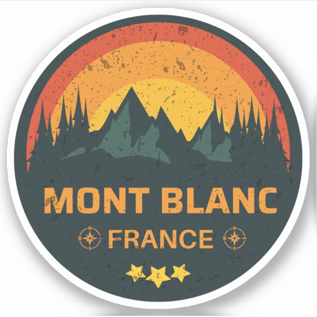 Sticker Mont Blanc randonnée aventure française - Monte Bi (Devant)