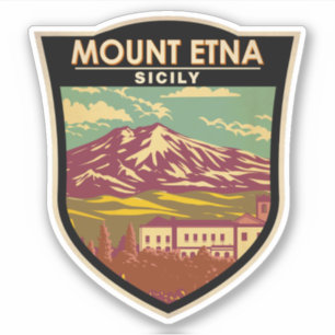 Sticker Mont Etna Sicile Voyage Art Vintage
