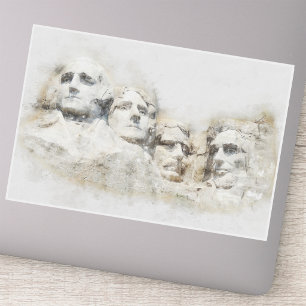 Sticker Mont Rushmore, œuvre d'art aquarelle présidentiell