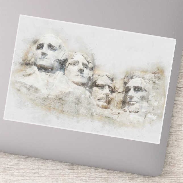 Sticker Mont Rushmore, œuvre d'art aquarelle présidentiell (Mount Rushmore Presidential Watercolor Art. Sticker)