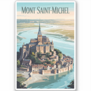 Sticker Mont-Saint-Michel France Illustration Art de Voyag