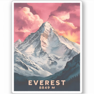Sticker Mont Vintage voyage Everest Himalaya Rétro