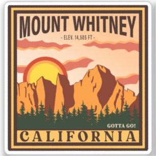 Sticker Mont Whitney Californie Sierra Nevada Vintage