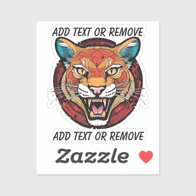 Sticker montagne lion puma école mascotte personnaliser vo (Feuille)