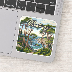 Sticker Monterey California Cypress Trees Ocean Coast
