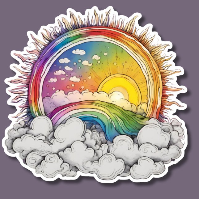 Sticker Montez au-dessus des nuages Arc-en-ciel étanche (Créateur téléchargé)