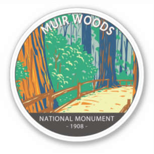 Sticker Monument national de Muir Woods Californie Vintage
