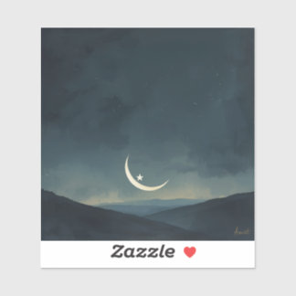Sticker Moon Cradling a Star 🌌🎨