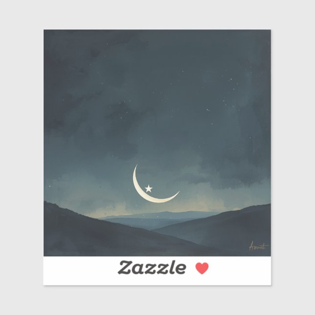 Sticker Moon Cradling a Star 🌌🎨 (Feuille)