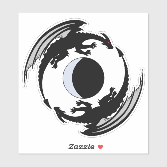 Sticker Moon Dragons Design Imaginaire (Feuille)