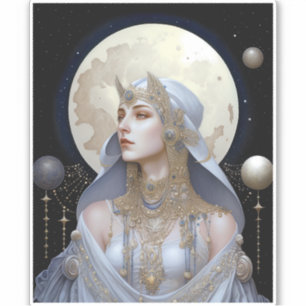 Sticker Moon Goddess Queen Imaginaire Art