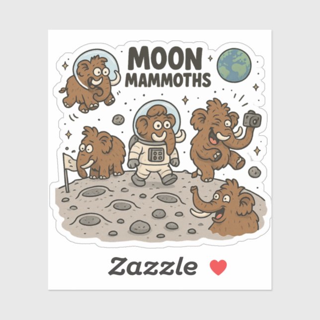 Sticker MOON MAMMOTHS drôle (Feuille)