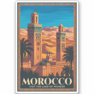 Sticker  Morocco Desert Illustration Travel Art Vintage