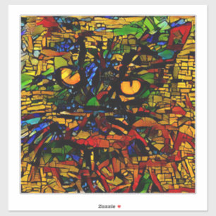 Sticker Mosaïque colorée Chat Art Prin