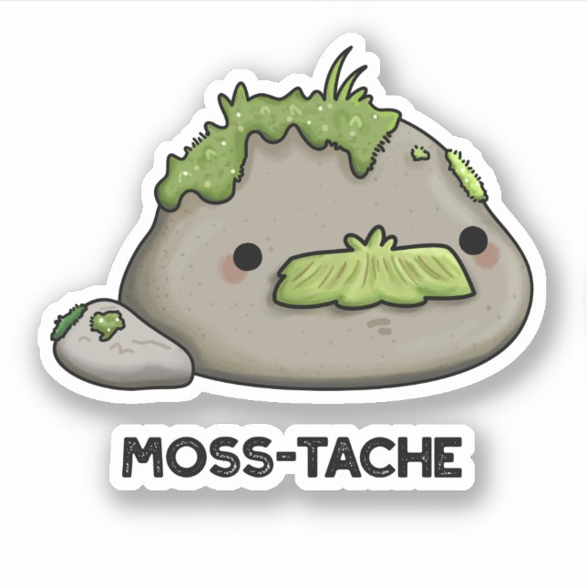 Sticker Moss-tache Funny Mustache Pun (Devant)