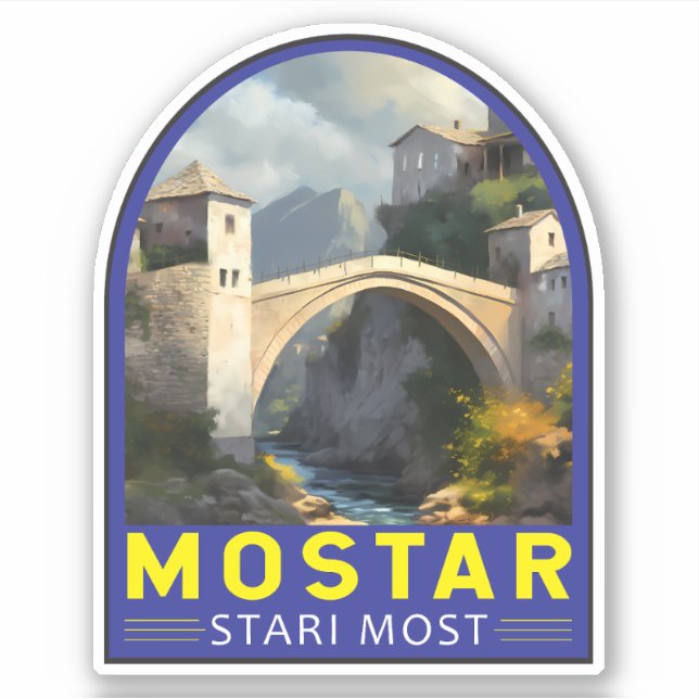 Sticker Mostar Stari La plupart des voyages peinture à l'h (Devant)