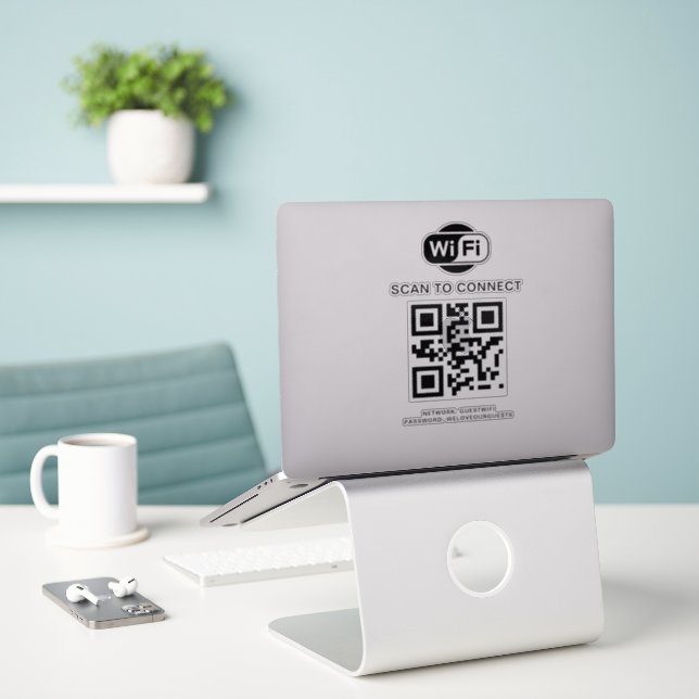 Sticker Mot de passe Wifi | Analyse du code QR pour se con (Ordinateur portable sur le bureau)
