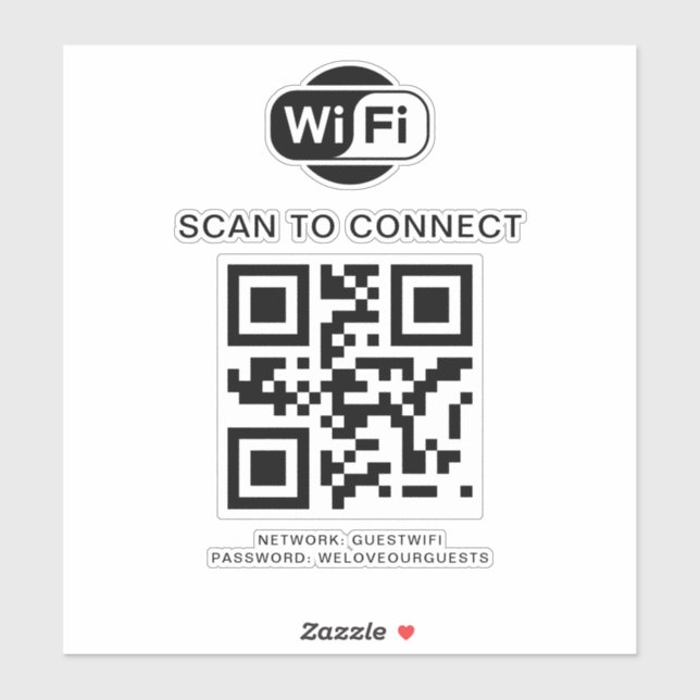 Sticker Mot de passe Wifi | Analyse du code QR pour se con (Feuille)